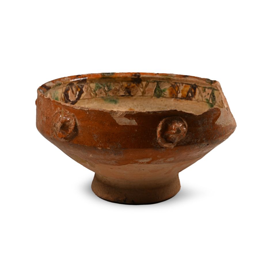 Byzantine Glazed Terracotta Sgraffito Bowl with Bird