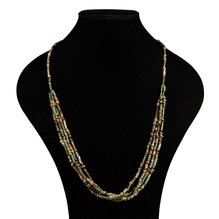 Egyptian Multi-Stranded Mummy Bead Necklace String