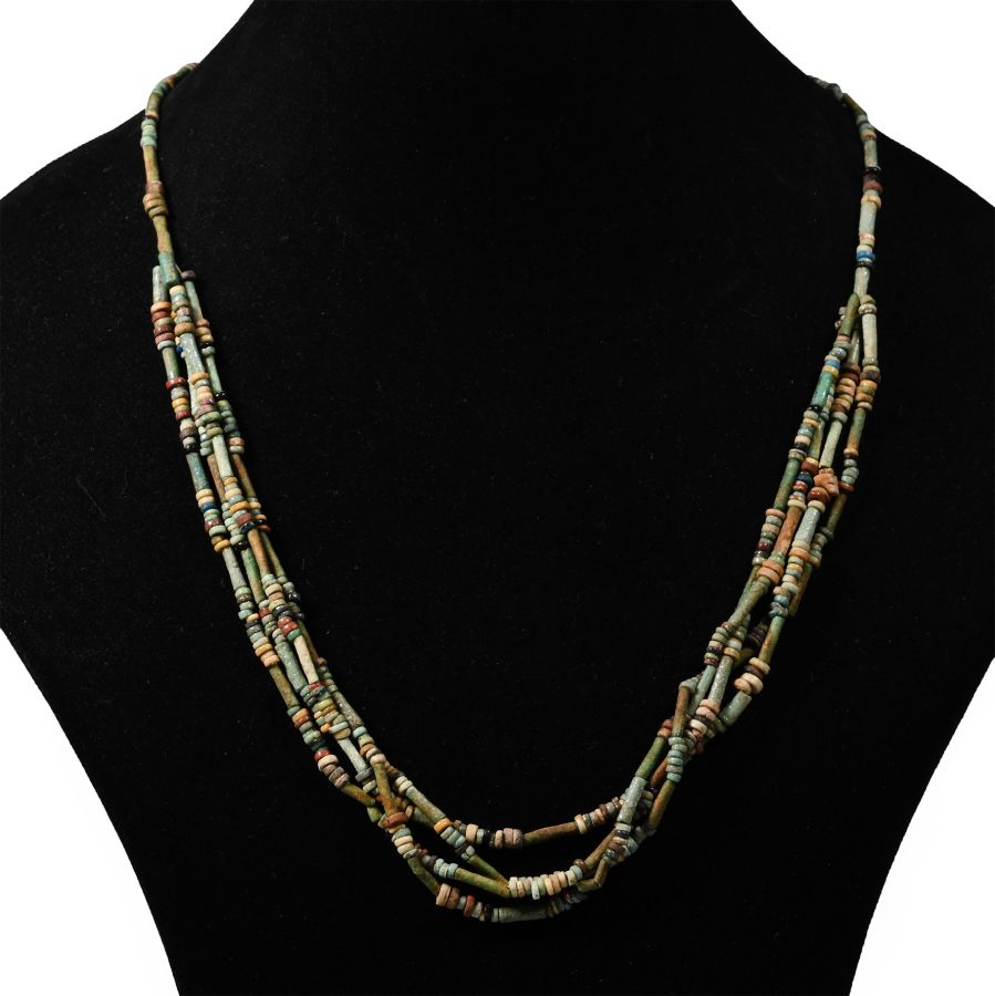 Egyptian Multi-Stranded Mummy Bead Necklace