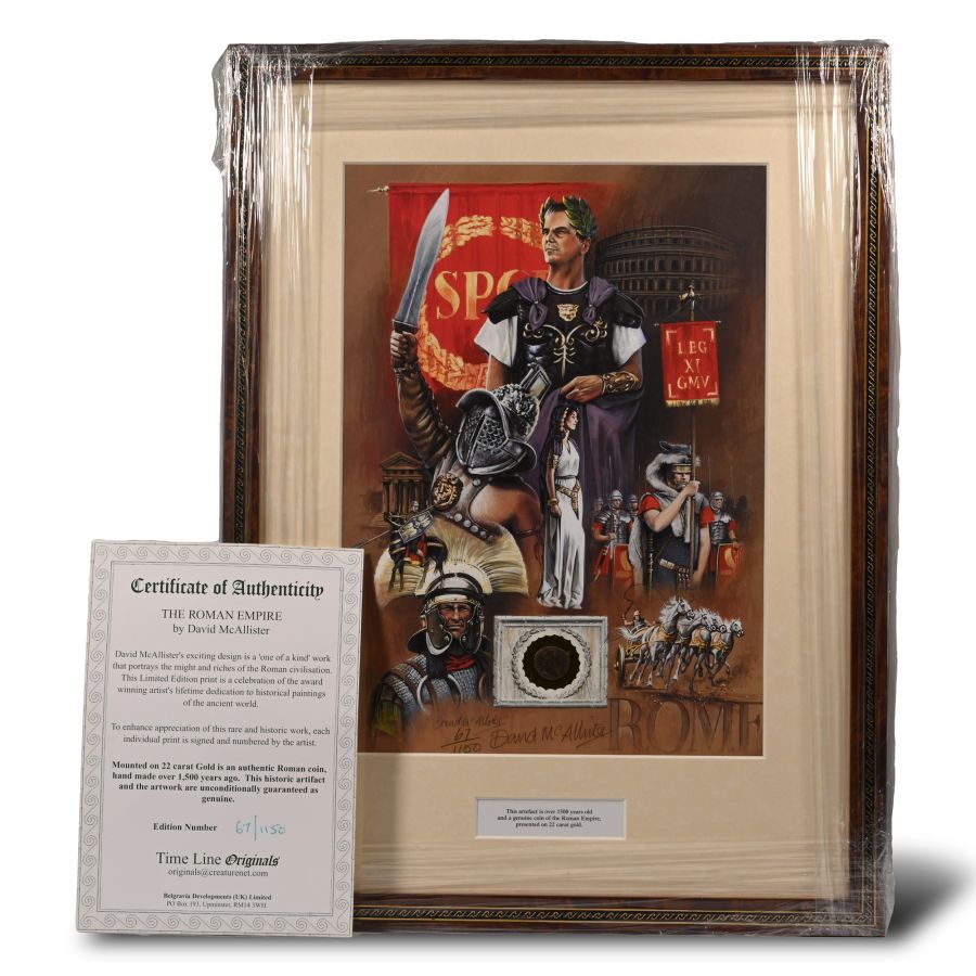 Roman Bronze Coin and Framed Limited Edition Print