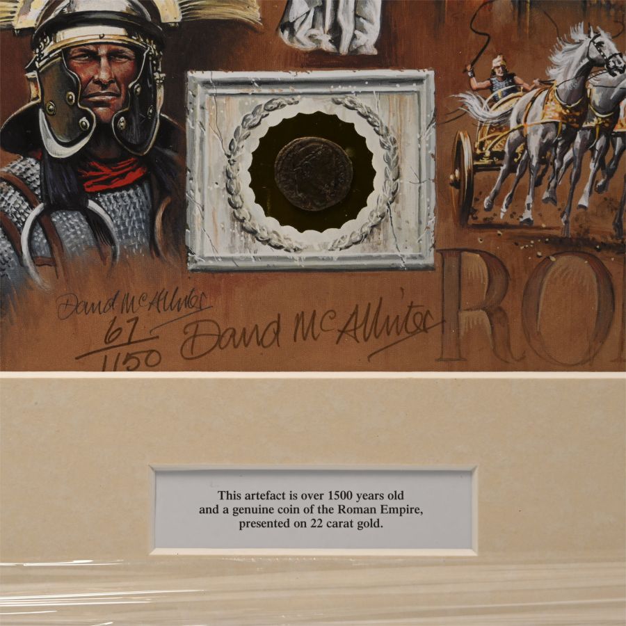 Roman Bronze Coin and Framed Limited Edition Print