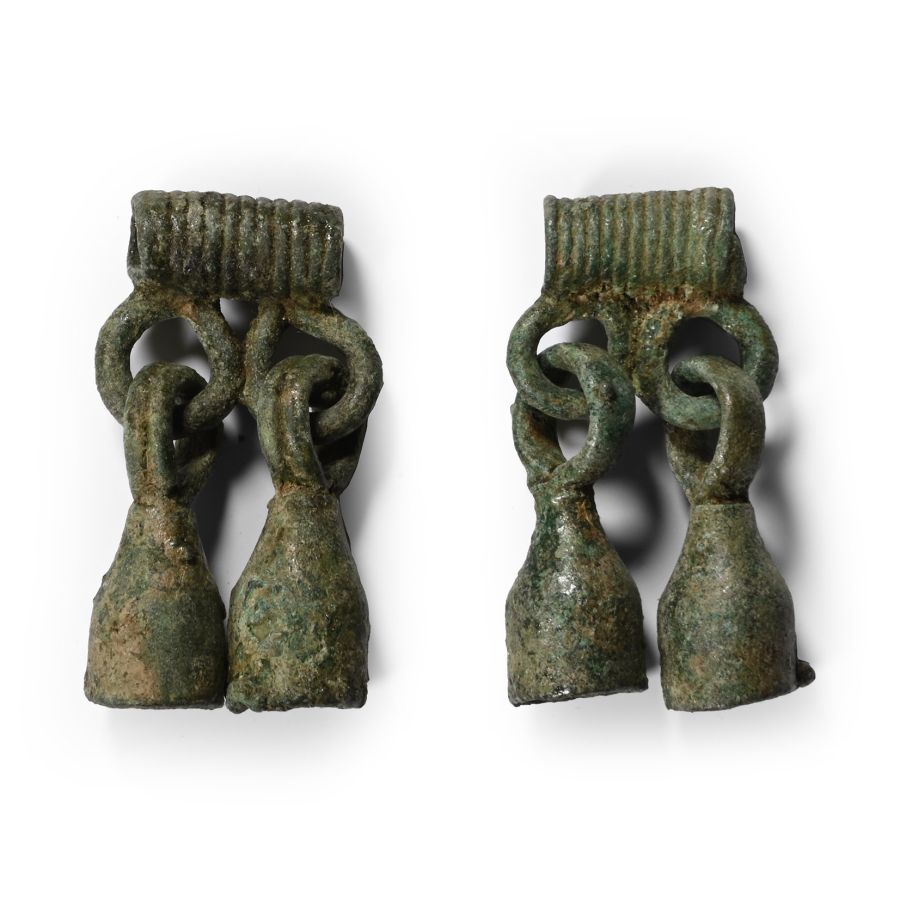Viking Age Bronze Double Bell Pendant Group
