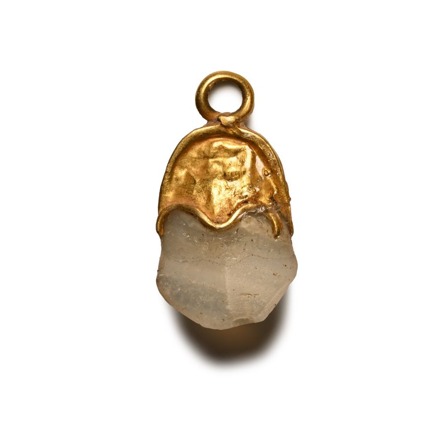 Viking Age Gold Elfshot Crystal Pendant