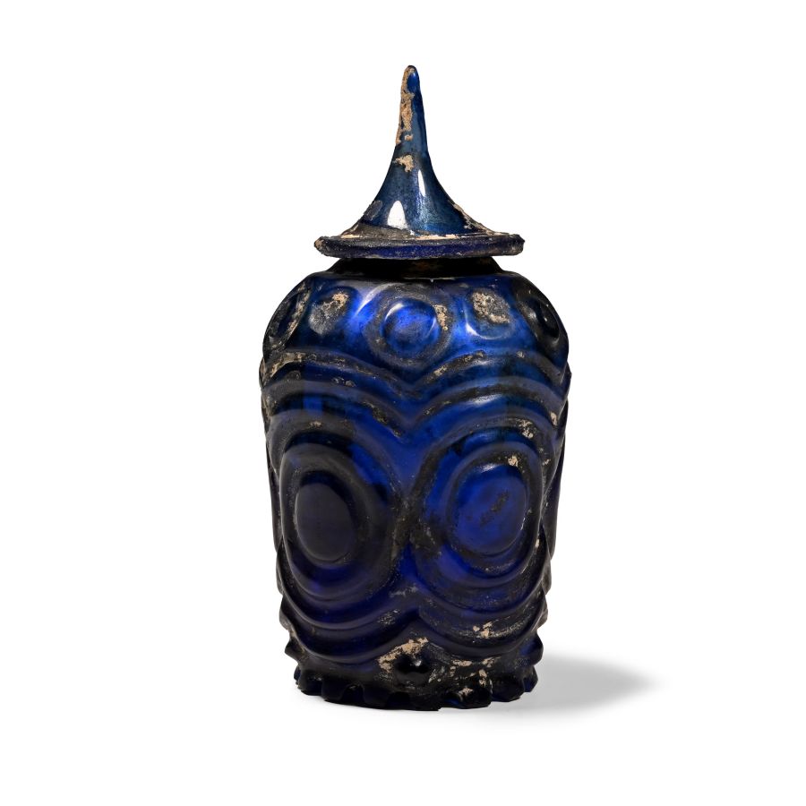 Byzantine Cobalt Blue Lidded Pyxis