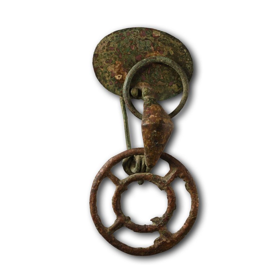 Italic Bronze Fibula and Proto Ring Money Assemblage