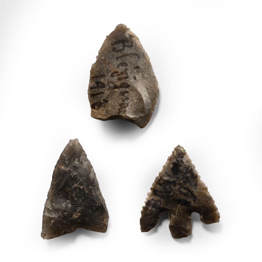 Stone Age Flint Arrowhead Group
