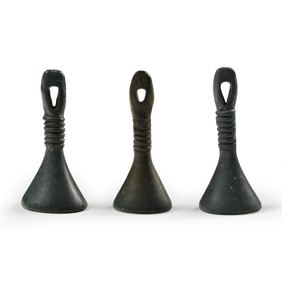 Bronze Age Set of Three Bronze Bell Pendants