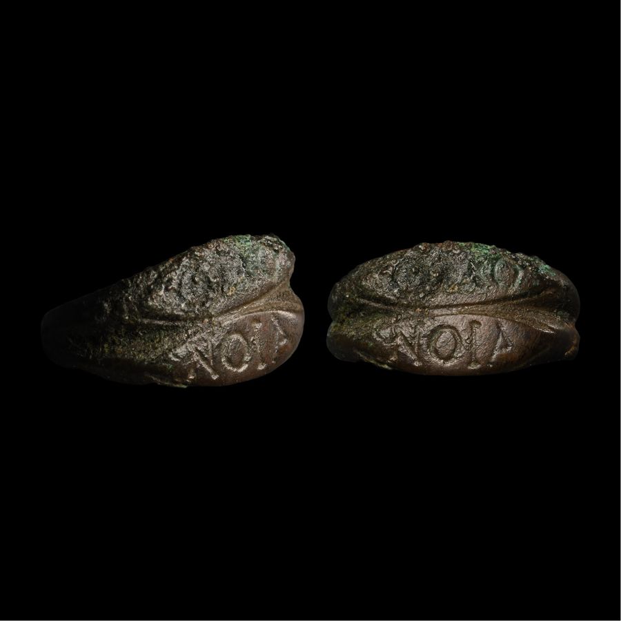 Roman Bronze Inscribed Double-Banded Ring