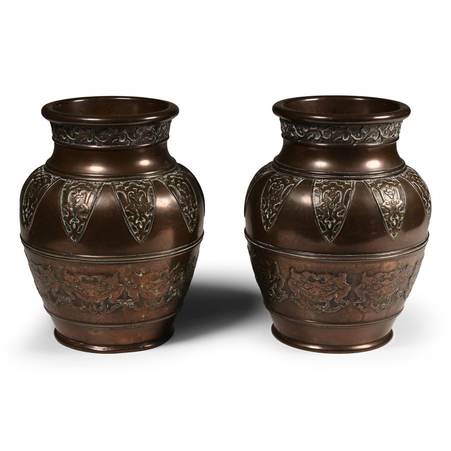 Chinese Bronze Vase Pair