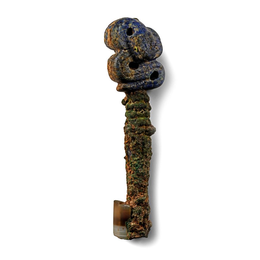 Bactrian Lapis Lazuli Pin-Head and Bead
