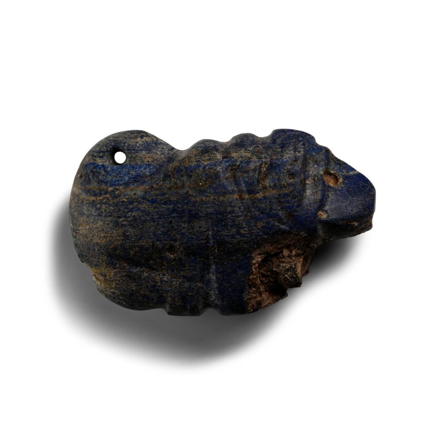 Bactrian Lapis Lazuli Recumbent Bull with Inlaid Eyes