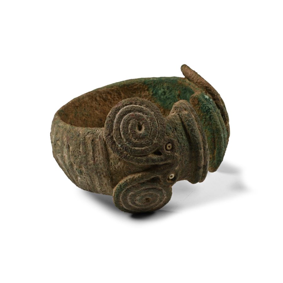 Heavy Bactrian Bronze Armband with Animal Terminals