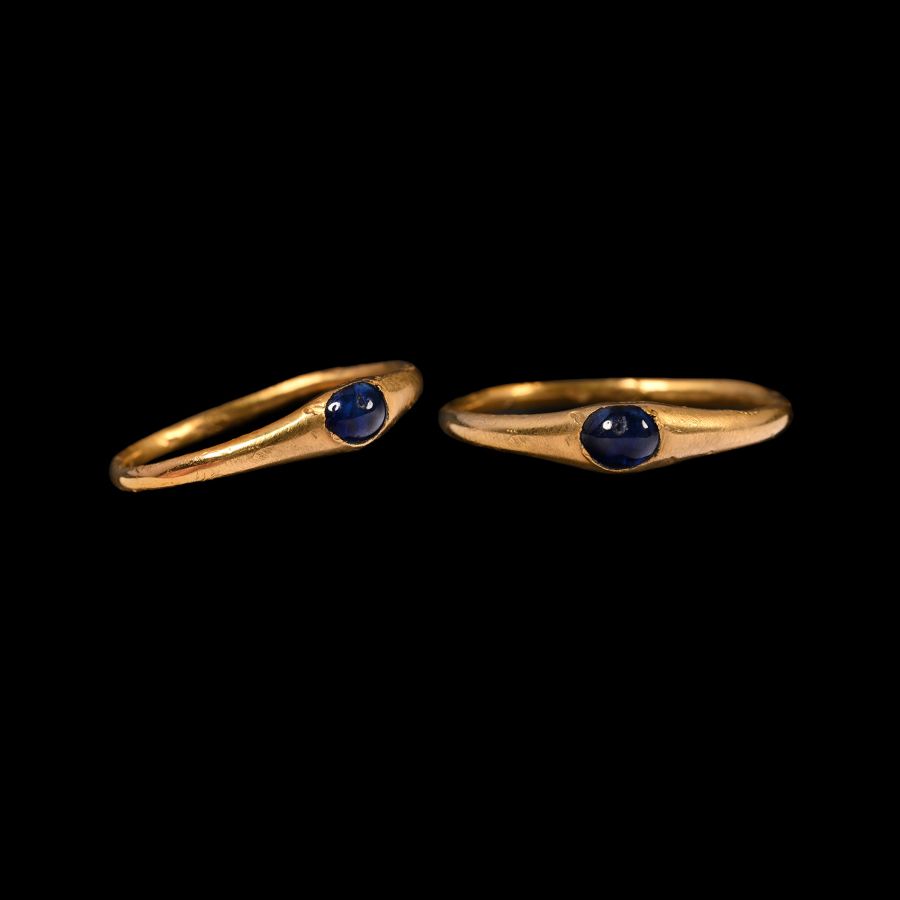 Medieval Gold Bishop's Stirrup Ring with Sapphire