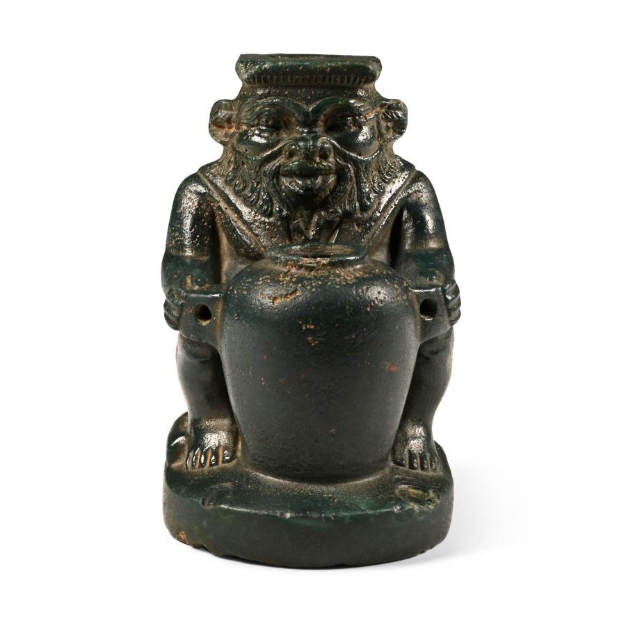 Egyptian Green Jasper Bes Cosmetic Pot