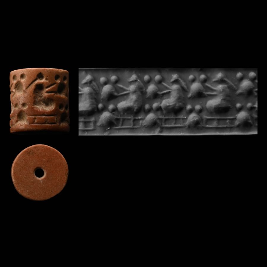Sumerian Red Stone Cylinder Seal