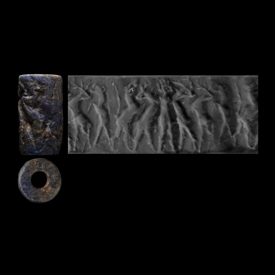 Early Dynastic Lapis Lazuli Master of Animals Type Cylinder Seal