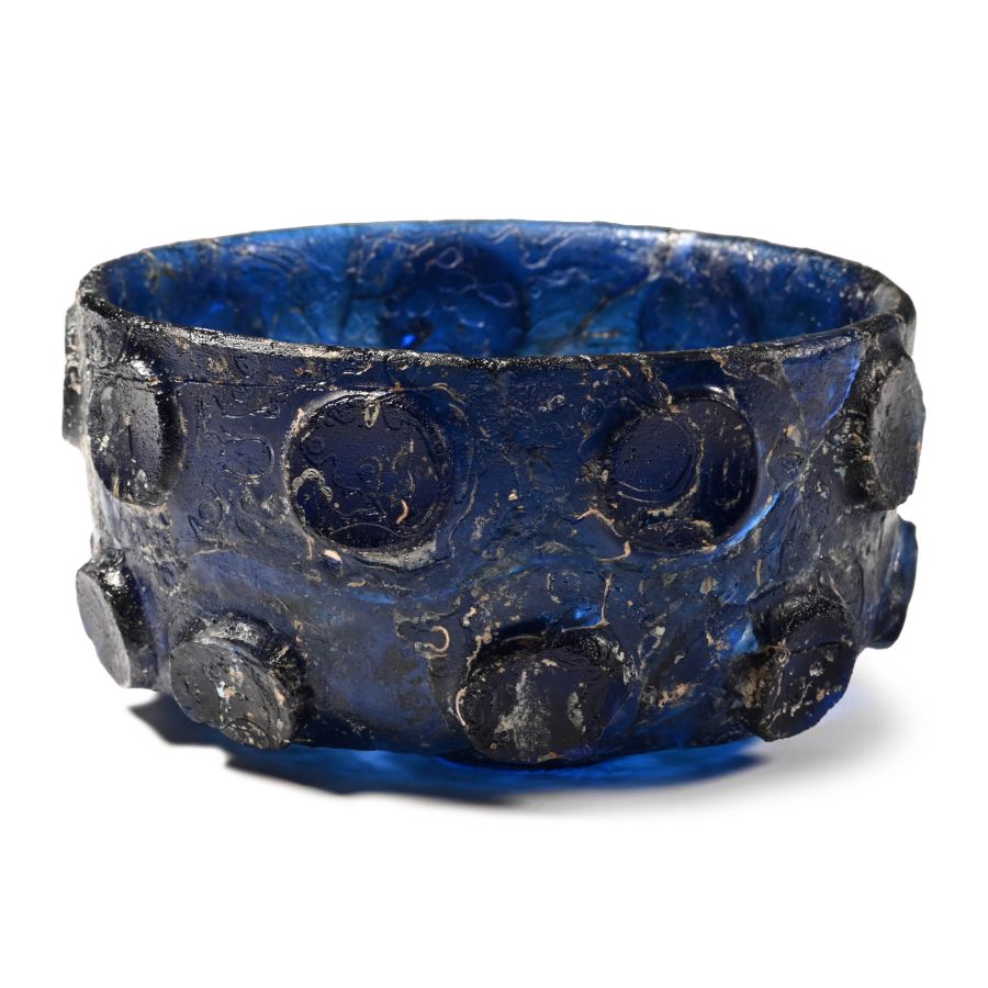 Sassanian Deep Blue Cut-Glass Bowl