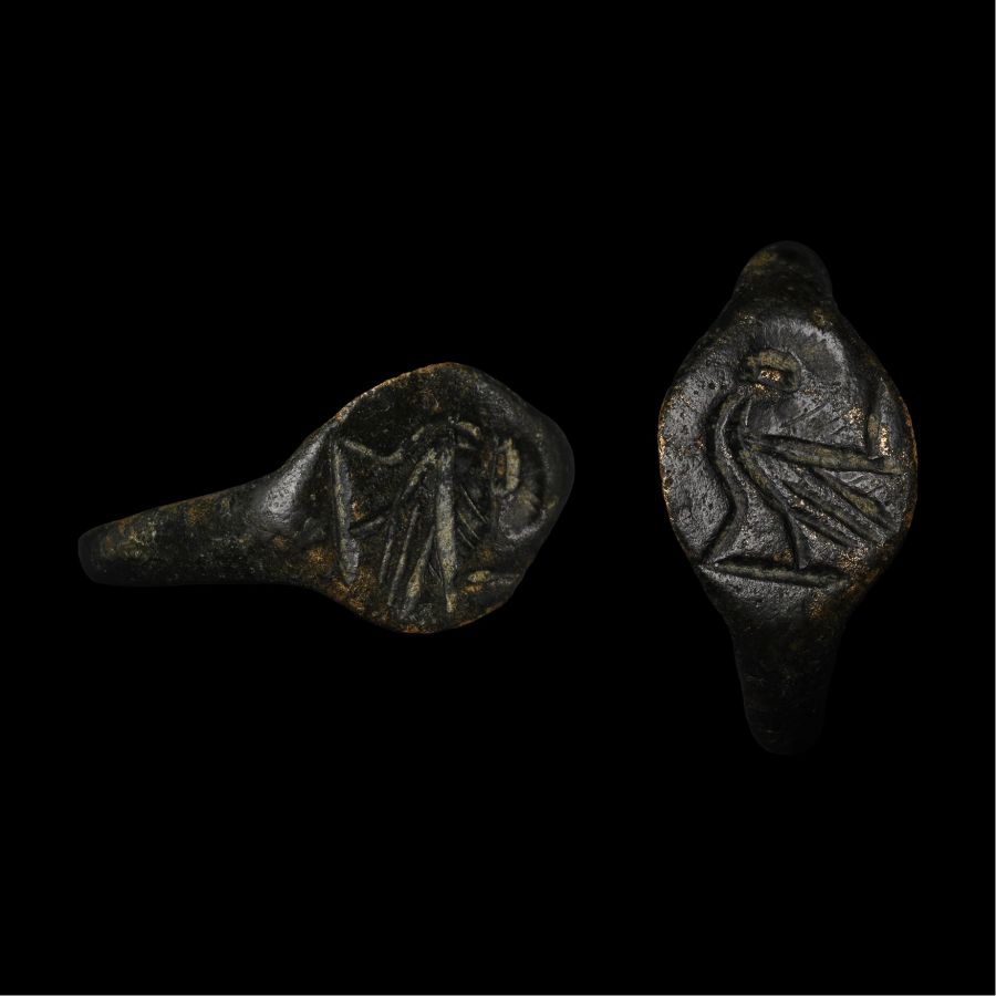 Roman Bronze Ring with Bird