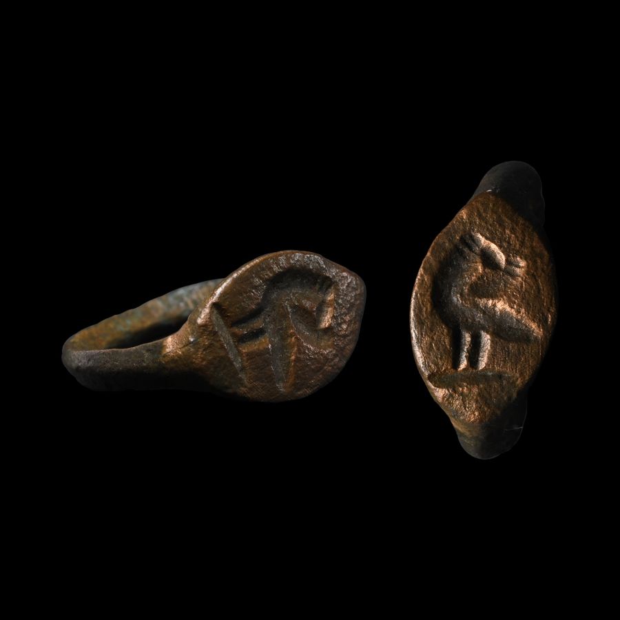 Roman Bronze Ring with Bird