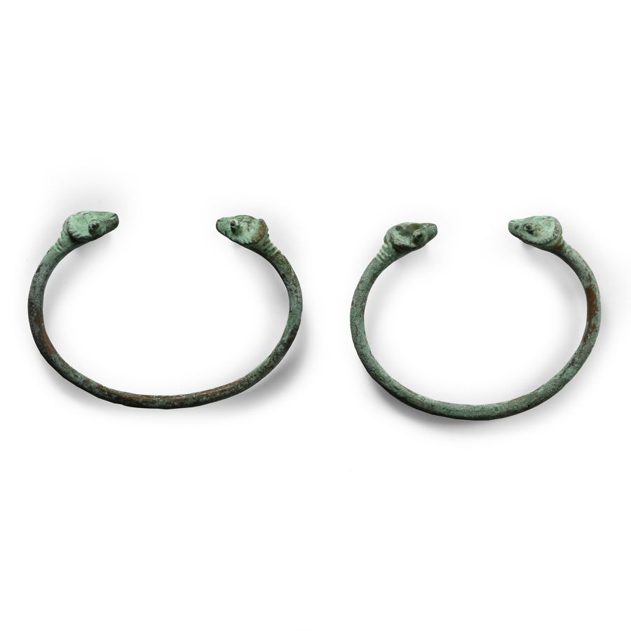 Achaemenid Ram-Headed Bronze Bracelet Pair