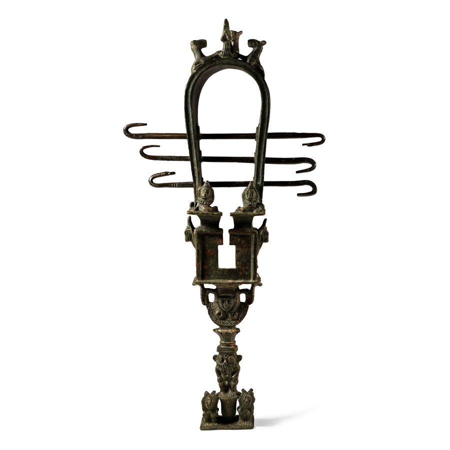 Egyptian Bronze Sistrum with Bes and Hathor