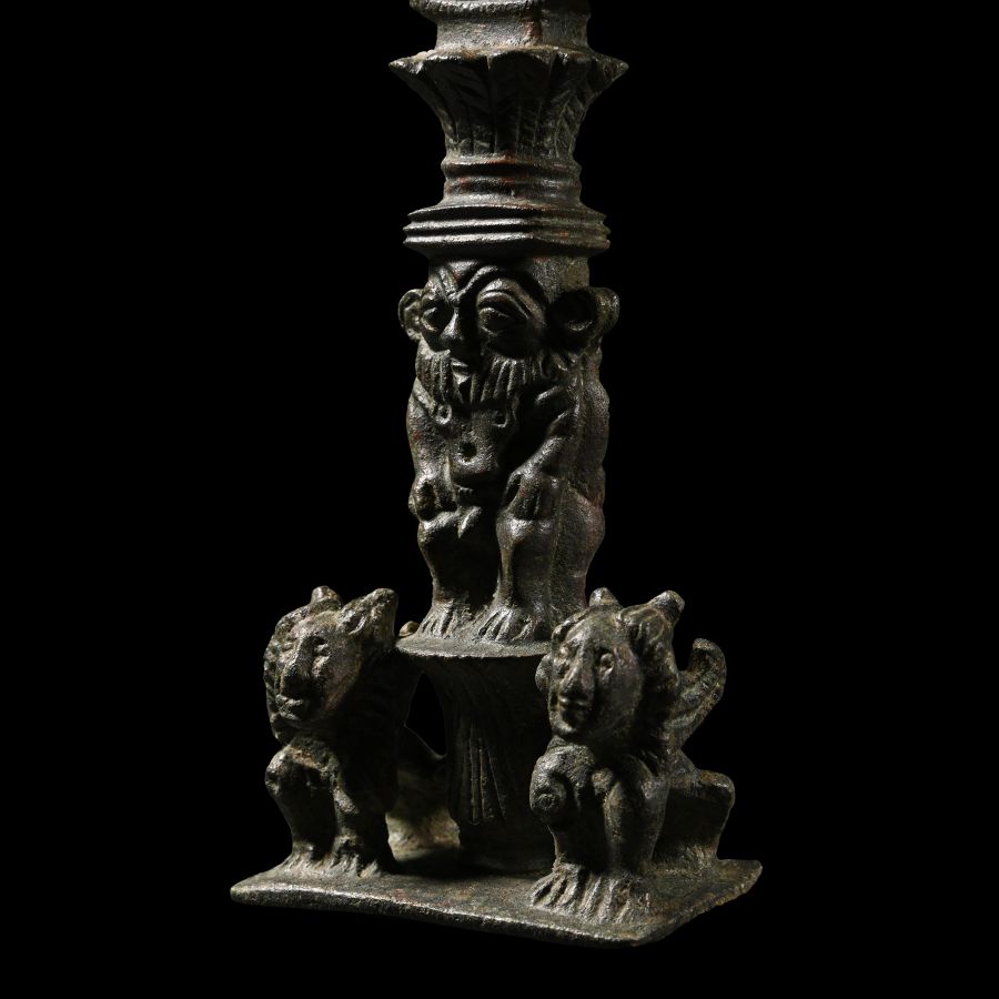 Egyptian Bronze Sistrum with Bes and Hathor
