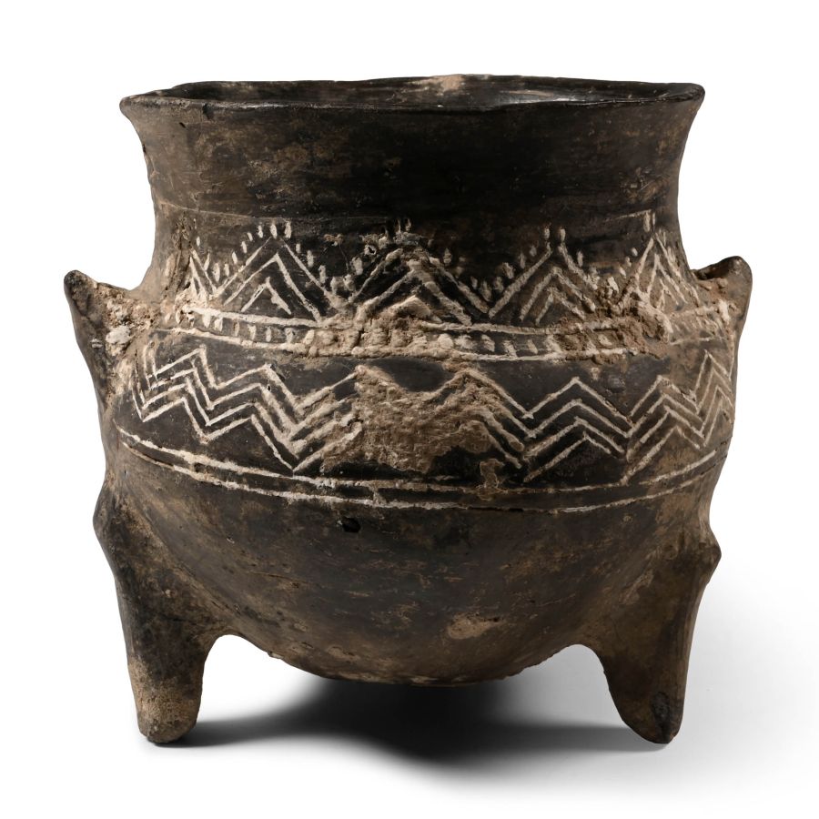 Azerbaijan Black Vessel with White Inlay