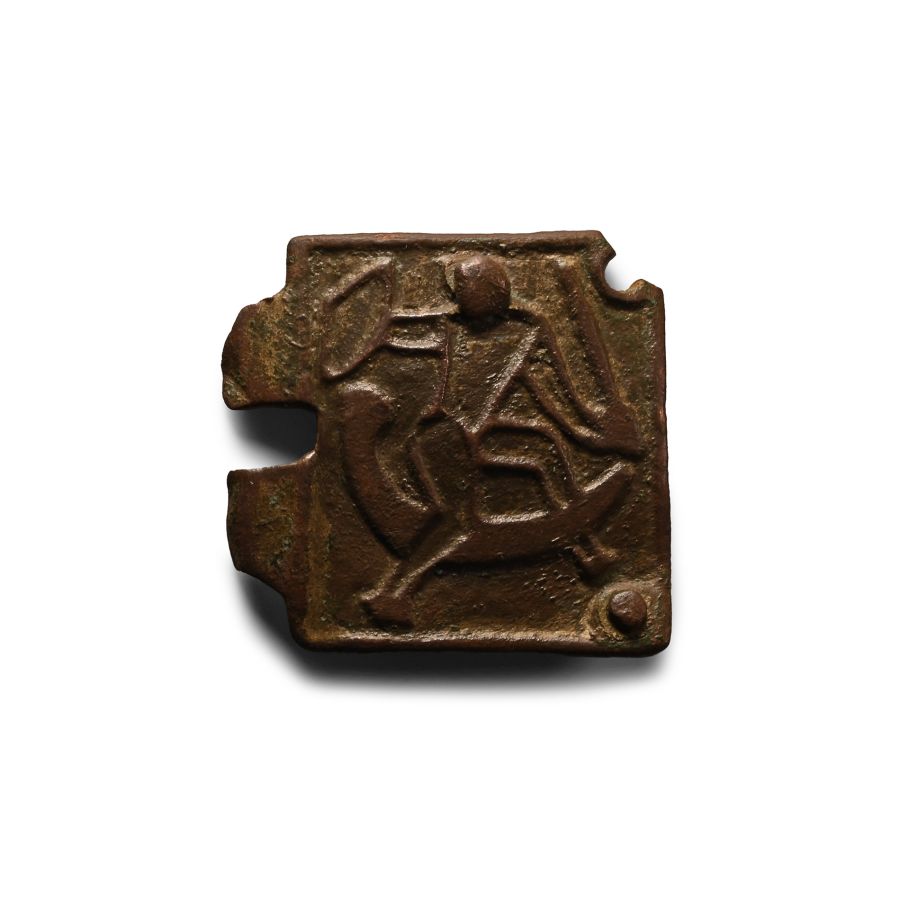 Norman Bronze Belt Buckle Plate with Warrior