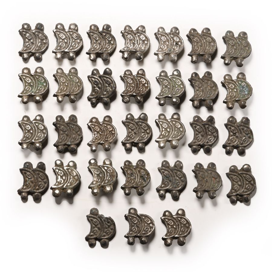 Viking Age High Tinned Bronze Horse Harness Rein Mount Group