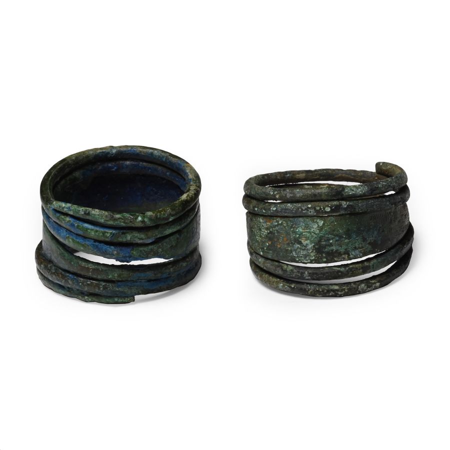Viking Age Bronze Coiled Ring Pair