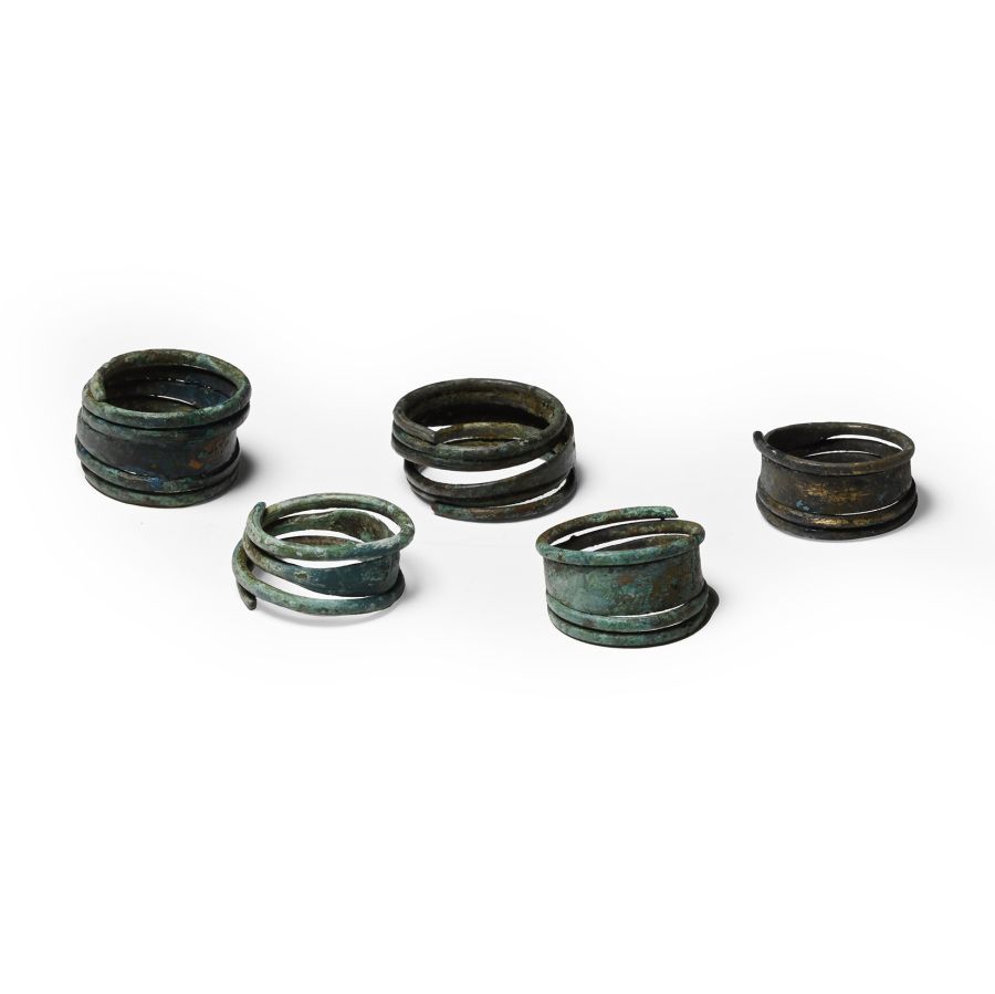 Viking Age Bronze Coiled Ring Group