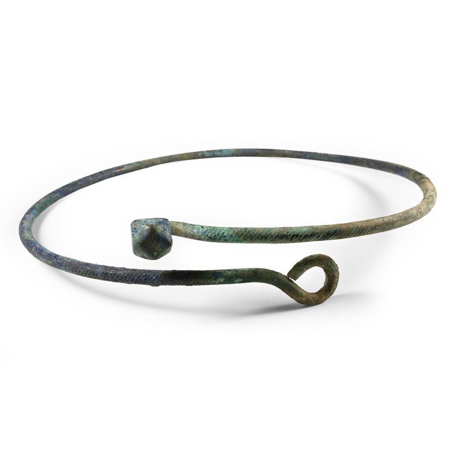 Large Viking Age Bronze Bar with Button Neck Torc
