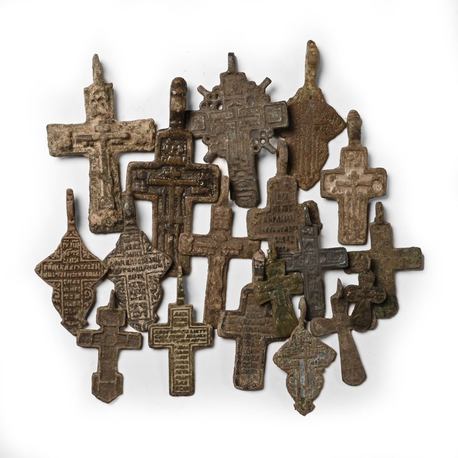 Post Byzantine Bronze Cross Pendant Collection