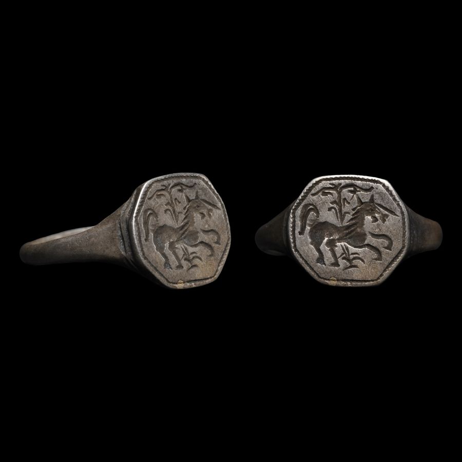 Medieval Silver Ring with Horse