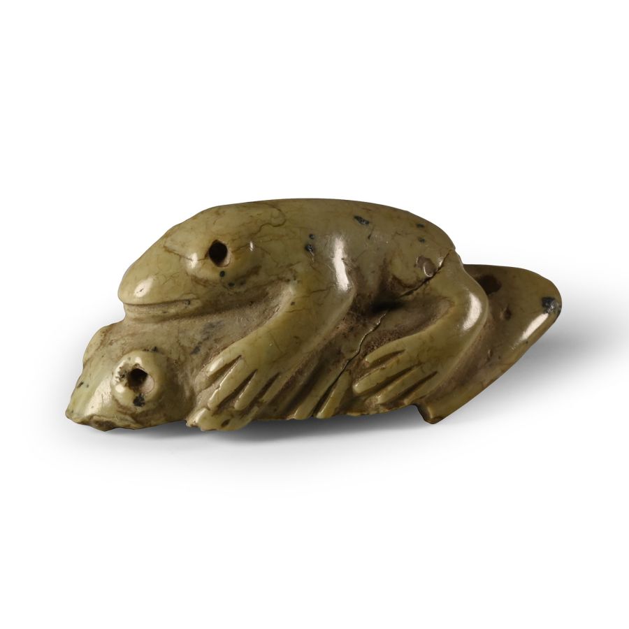 Central Asian Green Steatite Stone Frog Amulet