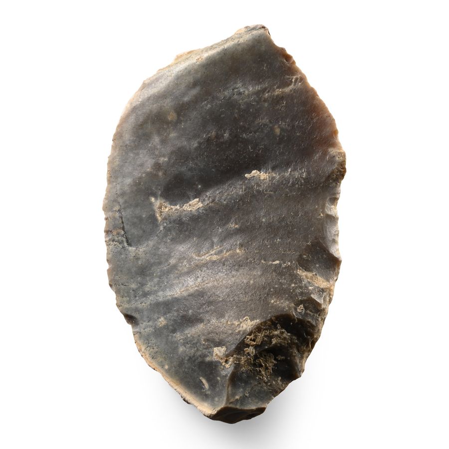 Stone Age St. Meme Grey Flint Unifacial Handaxe