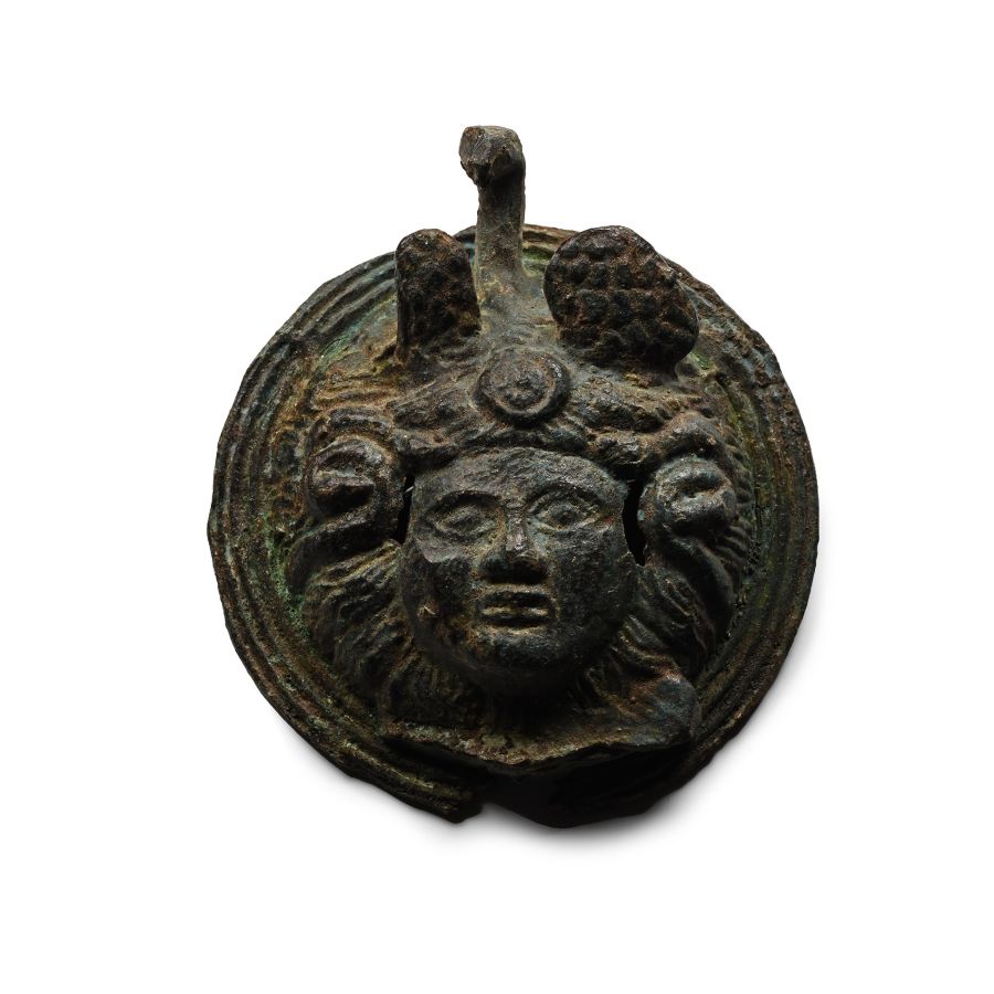 Roman Bronze Phalera with Medusa