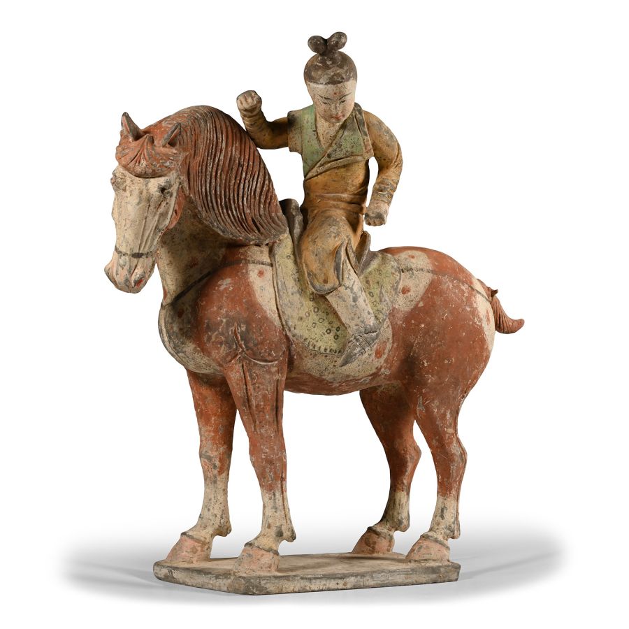 Chinese Red Terracotta Horse and Rider