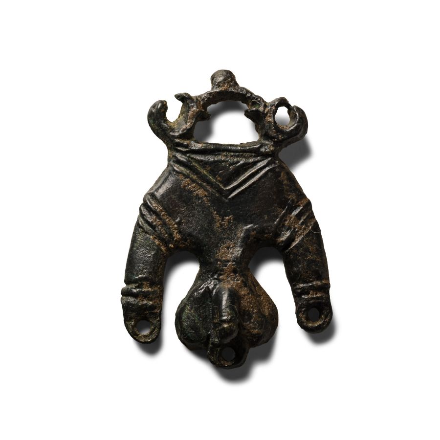 Roman Bronze Elaborate Triple Phallic Horse Harness Pendant