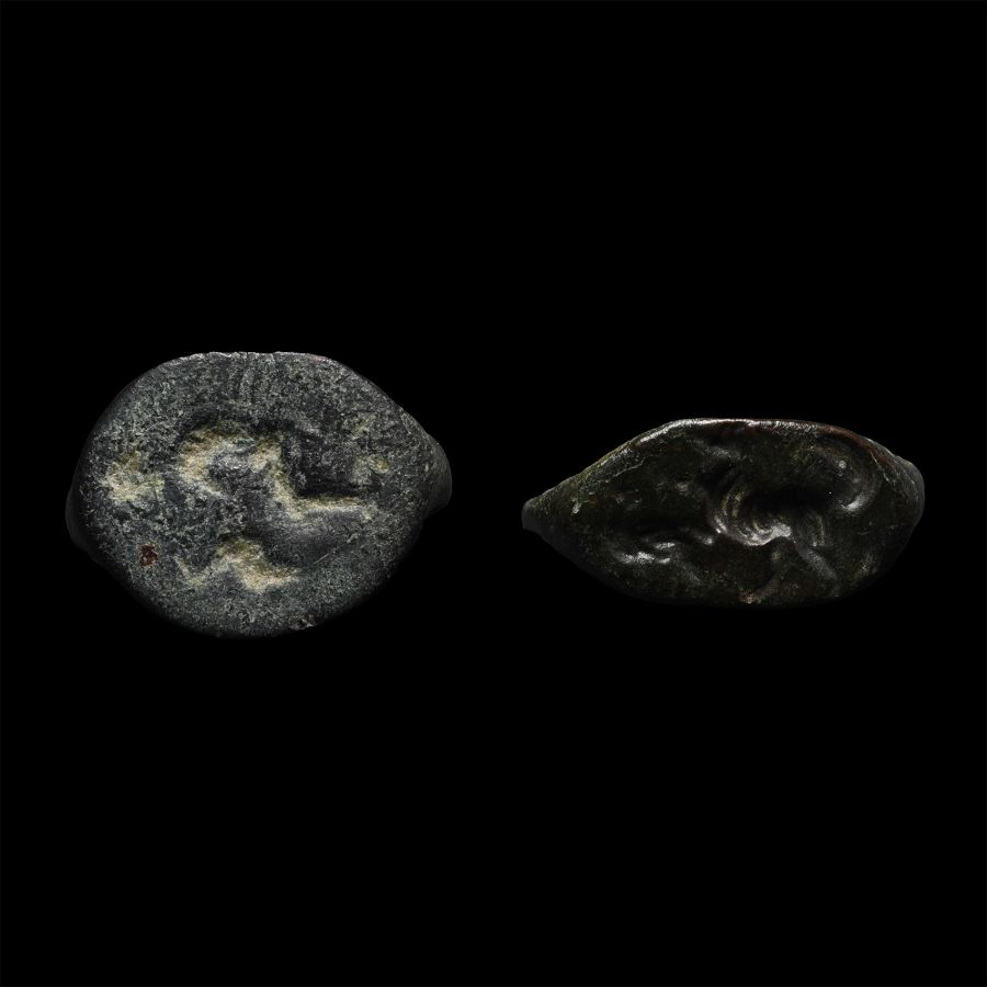 Greek Bronze Ring Bezel Group