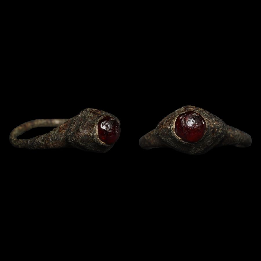 Medieval Silver Ring with Garnet