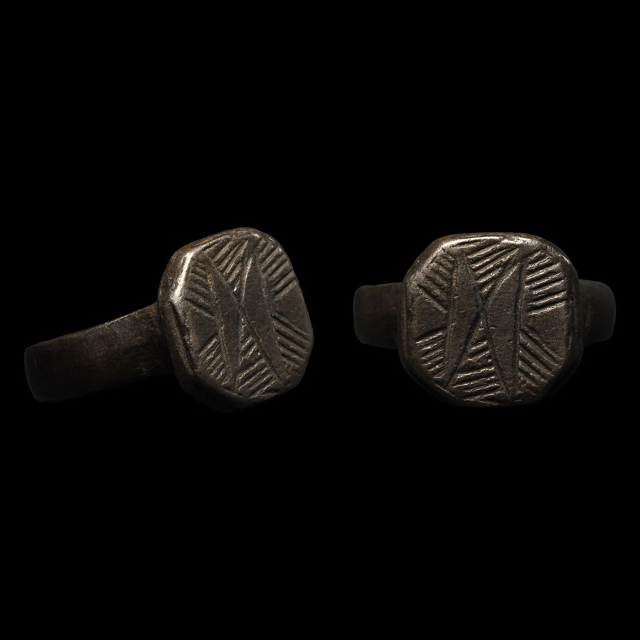 Medieval Silver Ring with Geometric Design