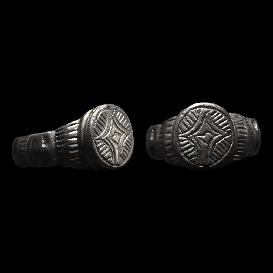 Medieval Silver Ring with Cross Design