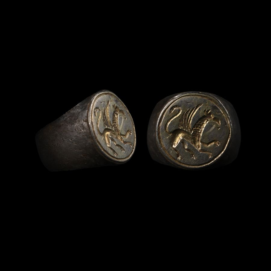 Tudor Period Silver Ring with Gryphon