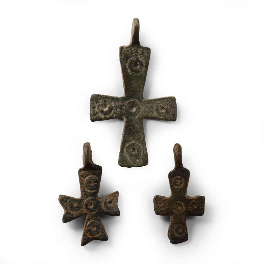 Byzantine Bronze Cross Pendant Group
