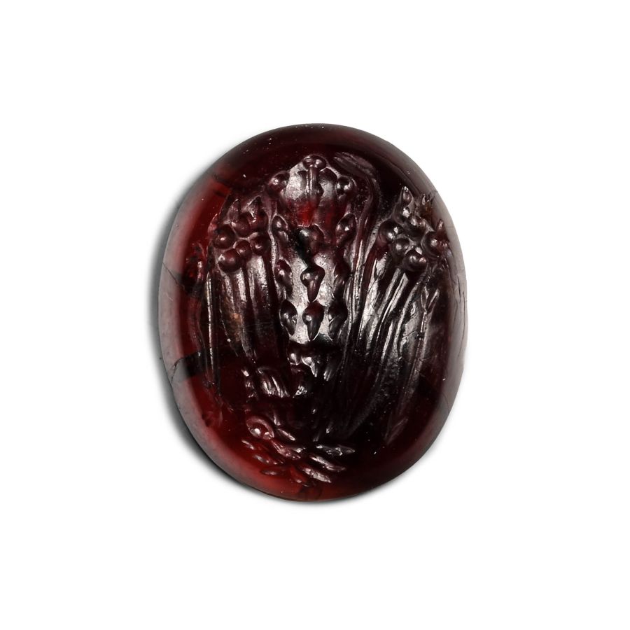 Hellenistic Garnet Gemstone with Hercules Club and Lionskin