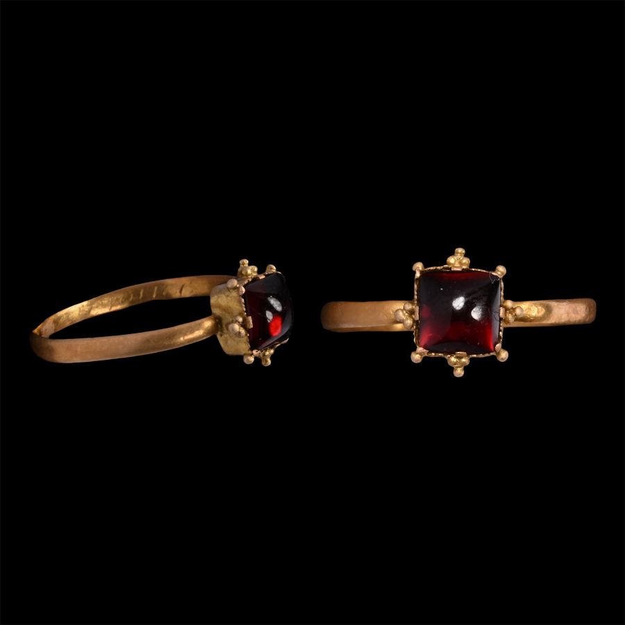 Post Medieval Gold Posy Ring with Garnet