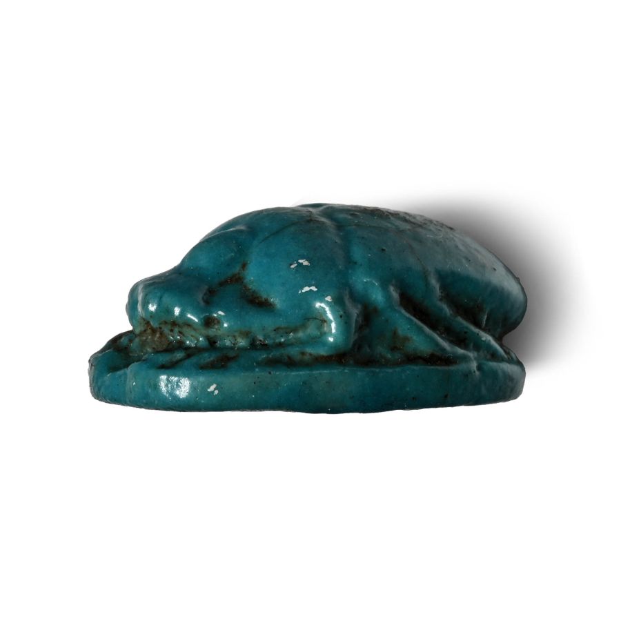 Egyptian Faience Scarab with Hieroglyphs