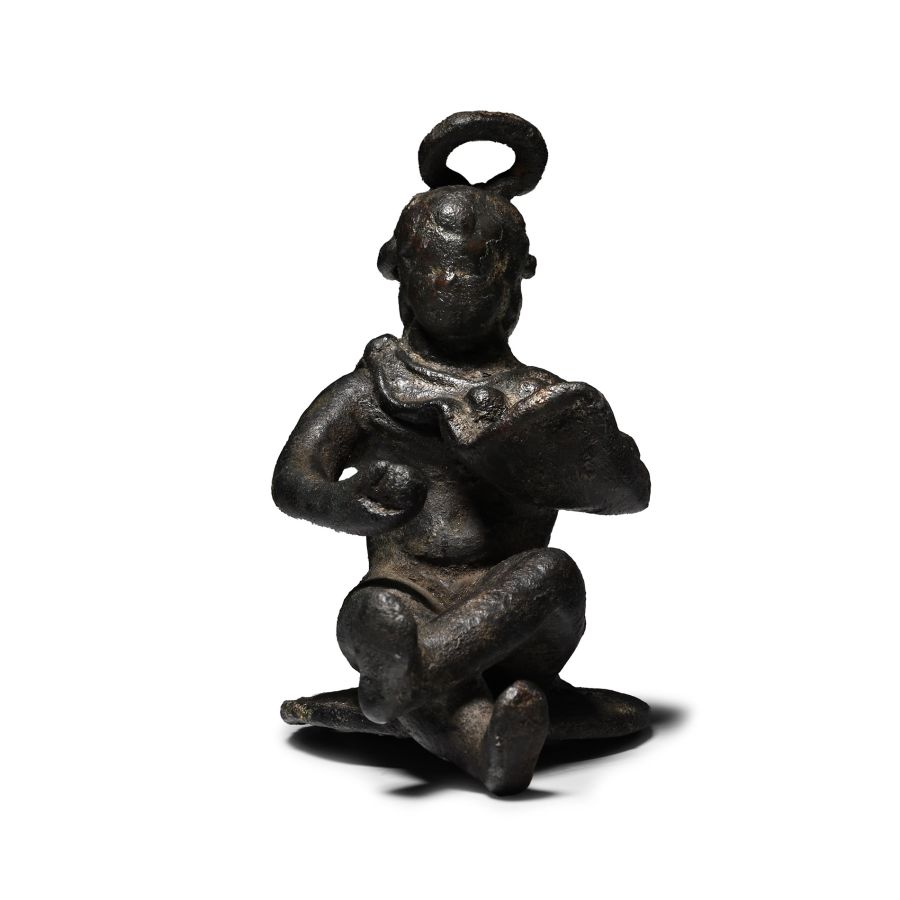 Roman Vessel Lid with Male Youth Wearing a Chlamys