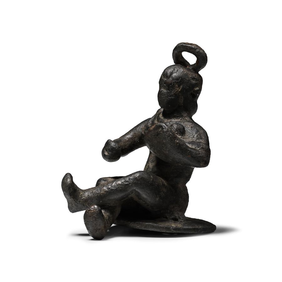 Roman Vessel Lid with Male Youth Wearing a Chlamys
